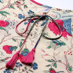 A&K Floral Print Tie-Up Neck Peplum Top image 5