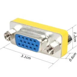LOTA VGA Female to Female Mini Gender Changer Silver & Yellow for Signal Extension, MST-177-LT image 4
