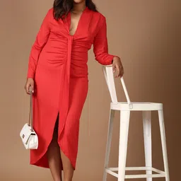 The Pink Moon Women Red Sheath Dress-picture-37