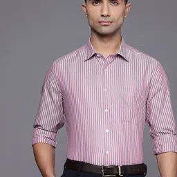 Louis Philippe Slim Fit Opaque Striped Pure Cotton Formal Shirt-picture-28