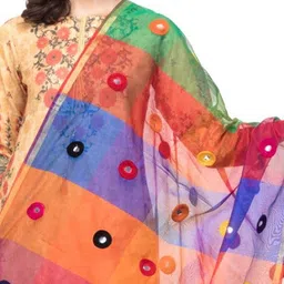 A R SILK DUPATTA HUB Embroidered Dupatta with Thread Work image 4