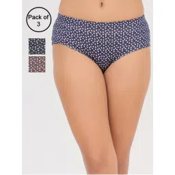 Clovia Mid Waist Printed Hipster Panties with Inner Elastic Multi-Color (Pack of 3)-image-73