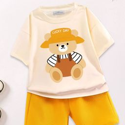 FOREVER FRIDAY Boys Animal Graphic Printed Round Neck T-shirt With Shorts-picture-2