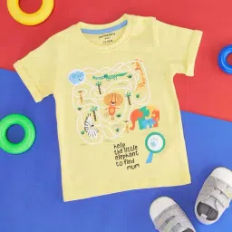 Pantaloons Baby Kids Yellow Cotton Printed T-Shirt-image-6