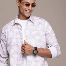 WROGN Abstract Printed Seersucker Opaque Casual Shirt-picture-37
