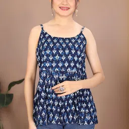 Memimi Women Cotton Ethnic Motifs Printed Peplum Top-picture-26