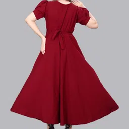 QENA Puff Sleeve Fit & Flare Maxi Dress image 4