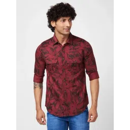 Spykar Brick Red Cotton Regular Fit Printed Shirt-picture-24