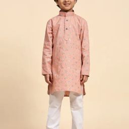 Pro-Ethic Style Developer Kids Pink & White Embellished Full Sleeves Kurta with Pyjamas-picture-41