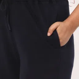 R&B Navy Cotton Printed Mid Rise Trackpants image 4