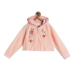 MINIKLUB Kids Pink Cotton Applique Full Sleeves Jacket-image-1