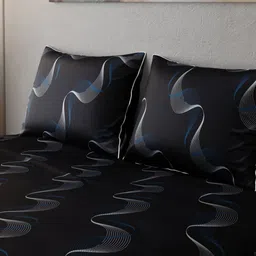 Stoa Paris Noir Twilight Rhapsody Teal Printed 300 TC King Bedsheet Set 2.74 m x 2.74 m image 4