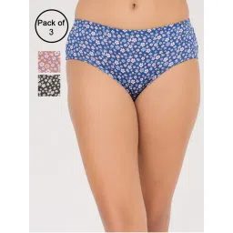 Clovia Mid Waist Printed Hipster Panties with Inner Elastic Multi-Color (Pack of 3)-image-87