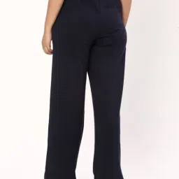 R&B Navy Cotton Printed Mid Rise Trackpants image 2