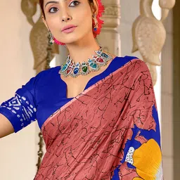 KALINI Floral Designer Block Print Saree image 3