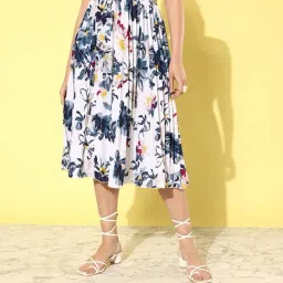 Anvi Be Yourself White Printed Pleated Skirt-picture-3