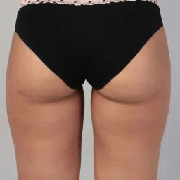 Clovia Black Cotton Regular Fit Self Pattern Panties image 2