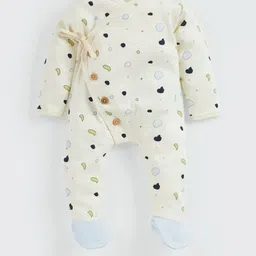 SPROG COLLECTION Unisex Kids Cream Organic Cotton Printed Sleepsuit-picture-56