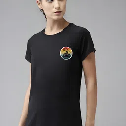 DressBerry Women Black Polyester Printed Tshirts image 2