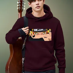 Parona Men Naruto Uzumaki Printed Hooded Pullover Sweatshirt-image-8