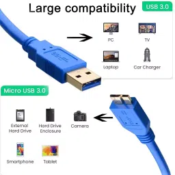 LOTA High-Speed USB 3.0 Data Cable Blue 1.8 m Upto 5 Gbps Data Transfer Rate, MST-180-LT image 4