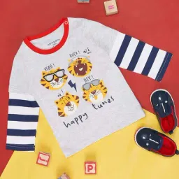 Pantaloons Baby Grey Cotton Printed Full Sleeves T-Shirt-picture-39