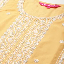 Varanga Women Embroidered Sequinned Pure Cotton Kurta with Trousers & Dupatta image 4