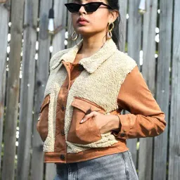 Campus Sutra Brown Color-Block Jacket image 3