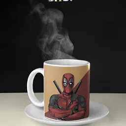 Mr UVD White & Red Graphic Printed Ceramic Glossy Mug - 350 ml image 3