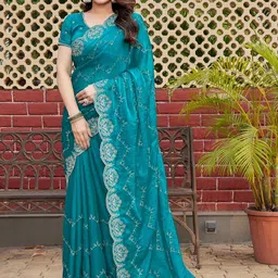 all about you Embellished Embroidered Silk Blend Heavy Work Saree-picture-24