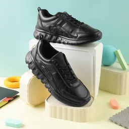 LIBERTY Patch Detailed Lace Up School Shoes - Black image 1