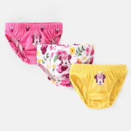 Babyhug Disney Single Jersey Cotton Knit Panties with Minnie Mouse Graphics Pack of 3 - Pink Yellow & White-image-17