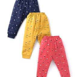 Simply Interlock Knit Full Length Lounge Pant with Boat Print Pack f 3 - Blue Yellow & Red-picture-41