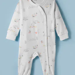 Ben Benny Interlock Knit Full Sleeves Romper With Animal Print - White-picture-13