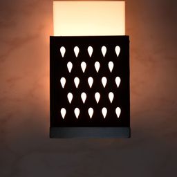 Gojeeva Black & White Textured Wooden Square Shaped Wall Lamp-picture-23