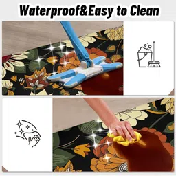 Deoxys 2-Pcs Grey & Brown Printed Anti Skid Mat & Runner image 2