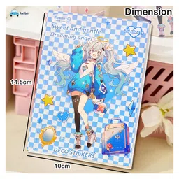 FunBlast Cartoon Theme Japanese Style Decorative Stickers Book 20 Sheets Blue image 3