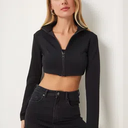 Happiness istanbul Stand Collar Crop Sporty Jacket image 3