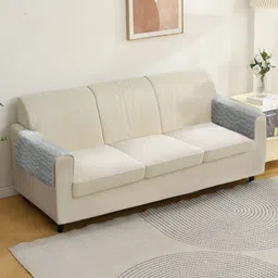 HOKIPO Grey 2 Pieces Self Design Velvet Sofa Armrest Mats-picture-27