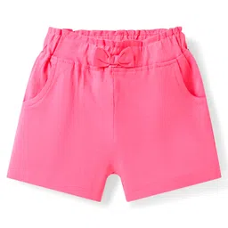 Babyhug Single Jersey Knit Cold Shoulder Sleeves Top & Shorts Set with Fruits & Floral Print - Dark Pink & Light Blue image 4