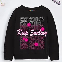 Trampoline Cotton Blend Pack Of 2 Full Sleeves Be Mine & Keep Smiling Text Printed Sweatshirt - Black & Pink image 5
