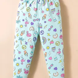 CUCUMBER Sinker Woven Half Sleeves Co-ords Night suit With Floral Print - Mint image 5