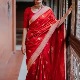 Saree Mall Red Woven Saree With Unstitched Blouse-picture-44