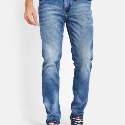 Octave Blue Cotton Regular Fit Stretchable Jeans-picture-9