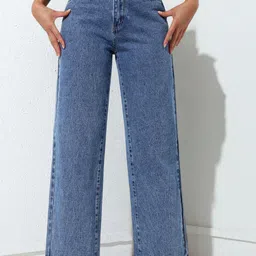 DressBerry Women Comfort Straight Fit High-Rise Light Fade Acid Wash Stretchable Jeans-image-33