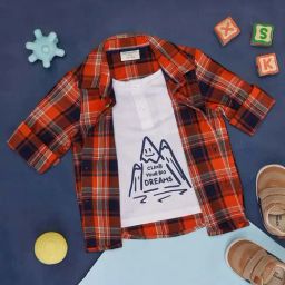 Pantaloons Baby Orange Cotton Chequered Full Sleeves Shirt-picture-23
