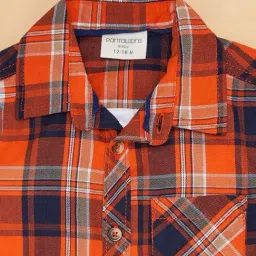Pantaloons Baby Orange Cotton Chequered Full Sleeves Shirt image 2