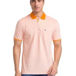 Park Avenue Yellow Cotton Slim Fit Polo T-Shirt-image-50