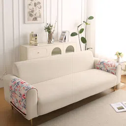 HOKIPO Florentina Series Rose & White 2 Pcs Printed Holland Velvet Armrest Covers-image-14