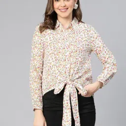 Oxolloxo White Cotton Floral Print Shirt-image-31